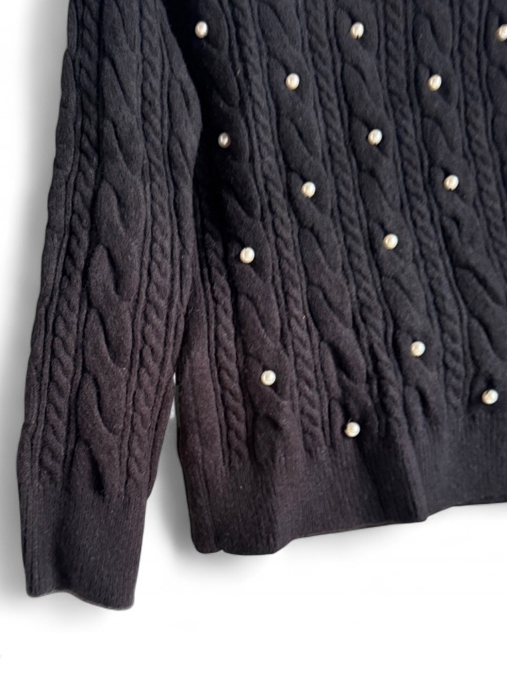 Ann Taylor Black Sweater with Pearl Accents - Picture 10 of 11